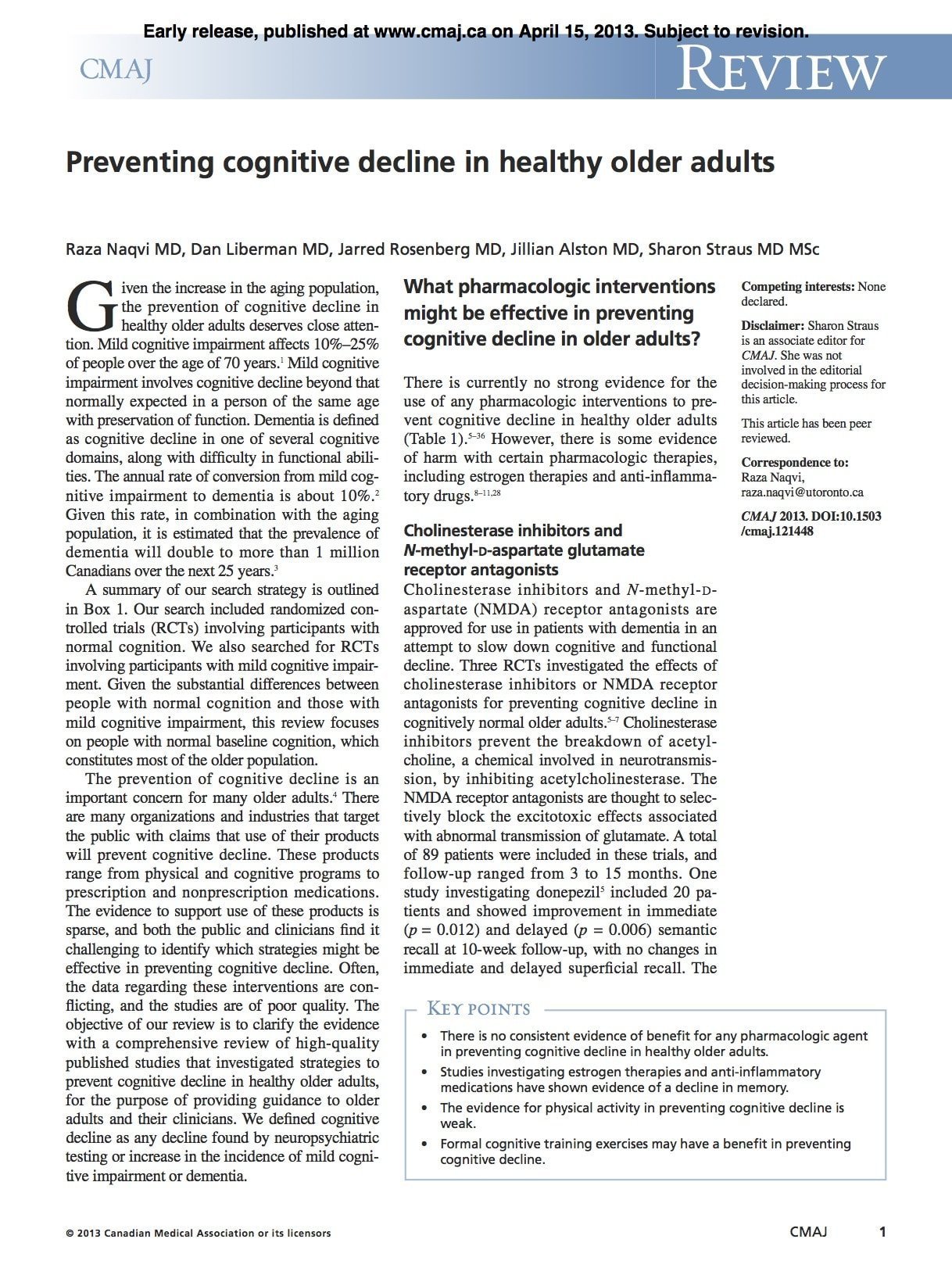 Preventing cognitive decline in healthy older adults  -  Prevenire il declino cognitivo negli anziani sani (2013)