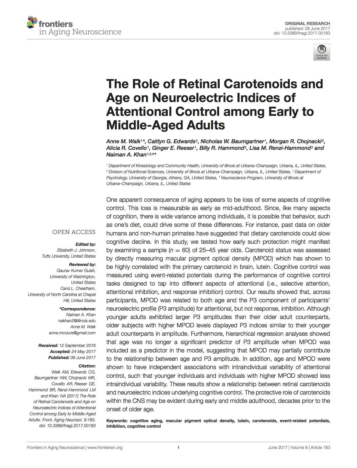 The Role of Retinal Carotenoids and Age on Neuroelectric Indices of Attentional Control among Early to Middle-Aged Adults (2017)